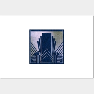 Art Deco glamour - navy and silver Posters and Art